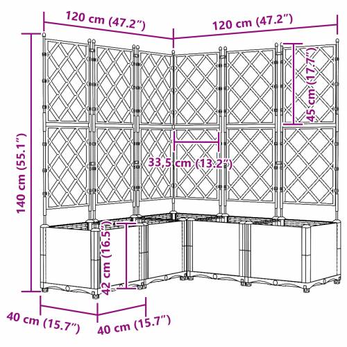 vrtna sadilica s rešetkom 5 kom siva 120x120x143 cm Cijena