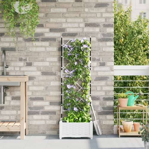 Vrtna saksija s rešetkom Bijela 40x40x125.5 cm Cijena