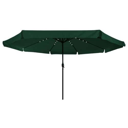 Vrtni suncobran s LED svjetlima ø395x245 cm Zelena Cijena