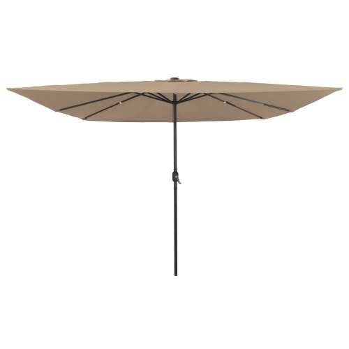 Kvadratni vrtni suncobran s LED žaruljama 295x245 cm taupe Cijena