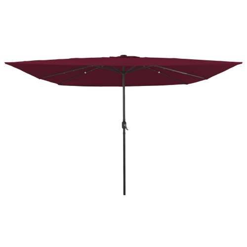 Četverokutni vrtni suncobran s LED svjetlima 295x245 cm Bordeaux crveni Cijena