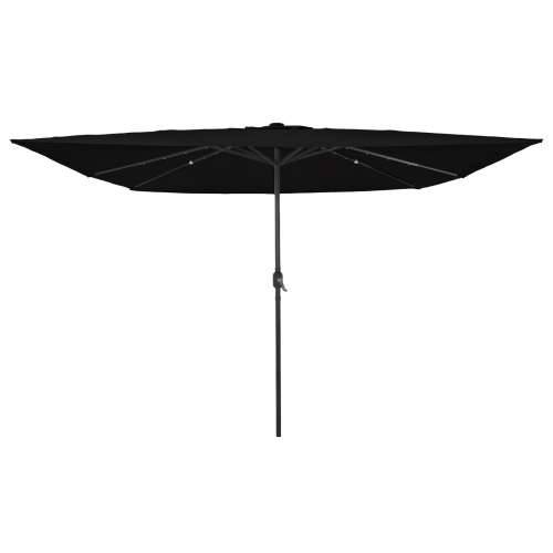 Kutni vrtni suncobran s LED svjetlima 295x245 cm Crna Cijena