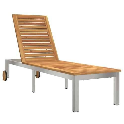 Ležaljka s kotačima 207x58x35 cm Solidno drvo akacija i nehrđajući čelik Cijena