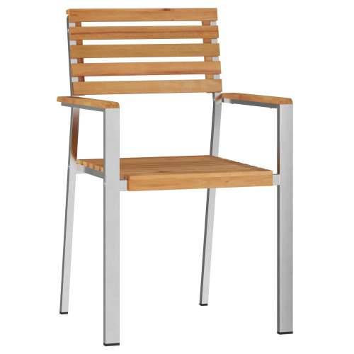 Stacking Vrtne Stolice 2 kom Solidno Drvo Teak i Nehrđajući Čelik Cijena