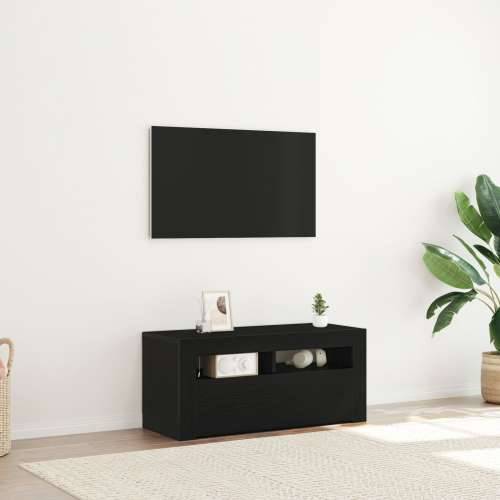 TV Ormar s LED Crna Hrast 90x35x40 cm Konstruirano drvo Cijena