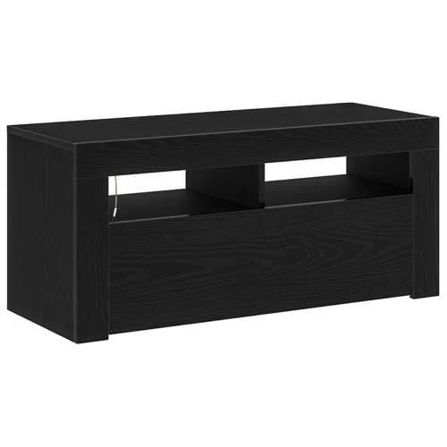 TV Ormar s LED Crna Hrast 90x35x40 cm Konstruirano drvo Cijena