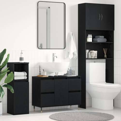 Kupaonski ormar s Lavabo - Umivaonikom Crna hrastovina 80x33x60 cm Konstruirano drvo Cijena