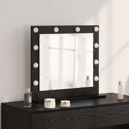 Ogledalo s LED svjetlima Crna hrastovina 60x55x18 cm Cijena
