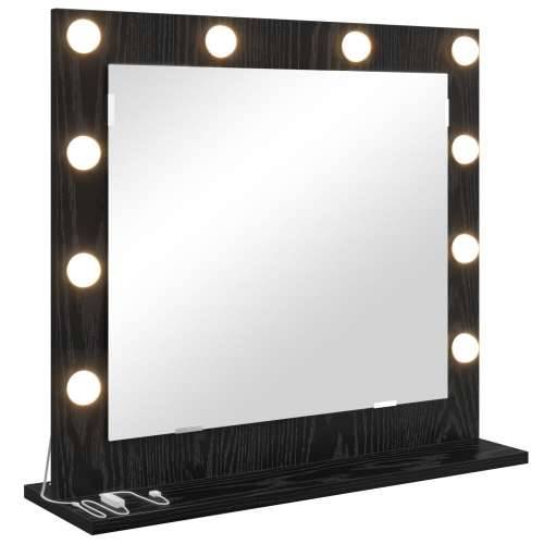 Ogledalo s LED svjetlima Crna hrastovina 60x55x18 cm Cijena