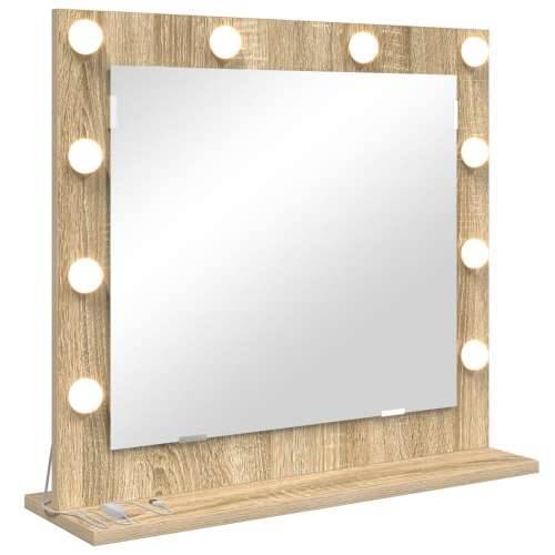 Ogledalo s LED svjetlima Sonoma Oak 60x55x18 cm Cijena