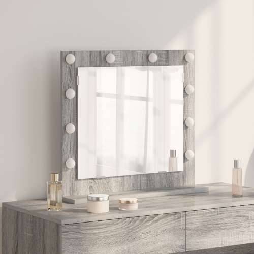 Ogledalo s LED svjetlom Siva Sonoma 60x55x18 cm Cijena