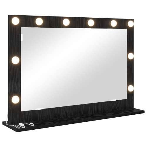 Ogledalo s LED svjetlima Crni hrast 80x55x18 cm Cijena