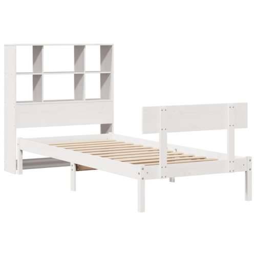 Krevet s regalom za knjige bez madraca bijeli 90x200cm borovina - Bijela 90 x 200 cm Cijena