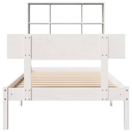Krevet s regalom za knjige bez madraca bijeli 90x200cm borovina - Bijela 90 x 200 cm Cijena
