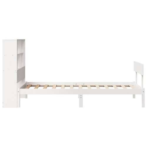 Krevet s regalom za knjige bez madraca bijeli 90x200cm borovina - Bijela 90 x 200 cm Cijena