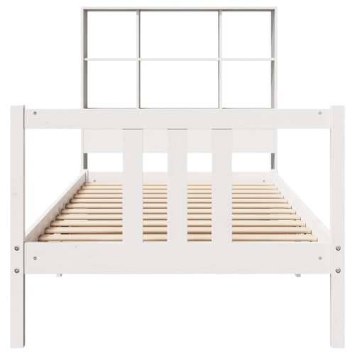 Krevet s regalom za knjige bez madraca bijeli 90x200cm borovina - Bijela 90 x 200 cm Cijena
