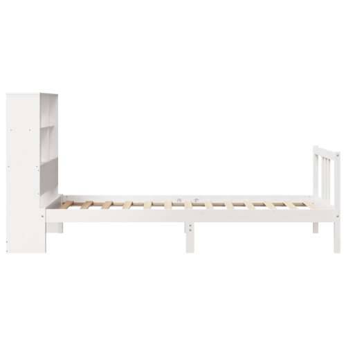 Krevet s regalom za knjige bez madraca bijeli 90x200cm borovina - Bijela 90 x 200 cm Cijena