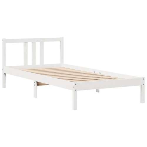 Krevet s regalom za knjige bez madraca bijeli 90x200cm borovina - Bijela 90 x 200 cm Cijena