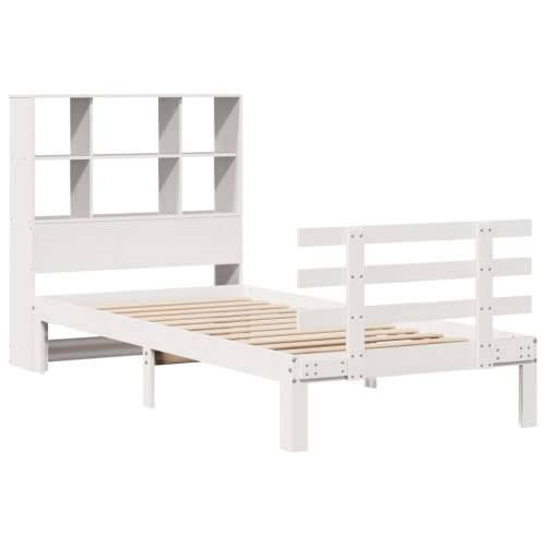 Krevet s regalom za knjige bez madraca bijeli 90x200cm borovina - Bijela 90 x 200 cm Cijena