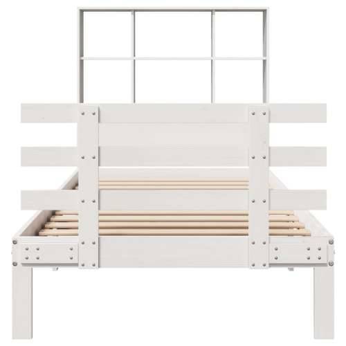 Krevet s regalom za knjige bez madraca bijeli 90x200cm borovina - Bijela 90 x 200 cm Cijena