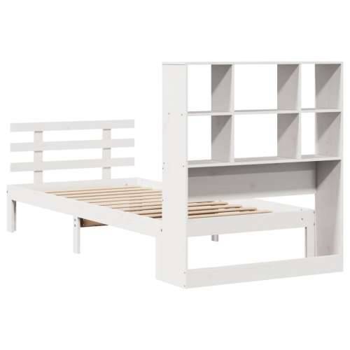 Krevet s regalom za knjige bez madraca bijeli 90x200cm borovina - Bijela 90 x 200 cm Cijena