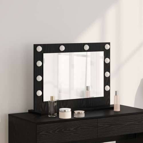 Ogledalo s LED svjetlima Crni hrast 60x45x18 cm Cijena