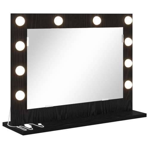 Ogledalo s LED svjetlima Crni hrast 60x45x18 cm Cijena