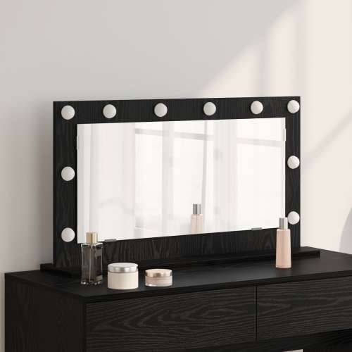 Ogledalo s LED svjetlima Crni hrast 80x45x18 cm Cijena
