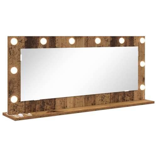 Ogledalo s LED svjetlima Stari drvo 100x45x18 cm Cijena