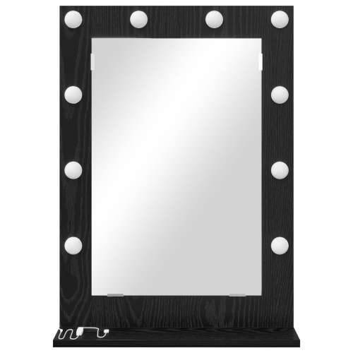 Ogledalo s LED svjetlima Crna hrastovina 70x50x18 cm Cijena