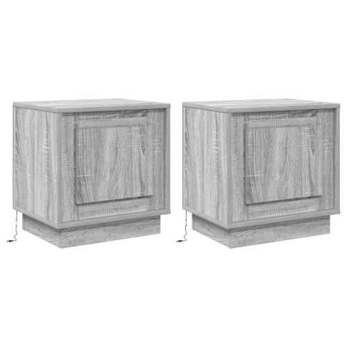 Noćni ormarići s LED svjetlima 2 kom Siva Sonoma 44x34,5x45 cm Cijena