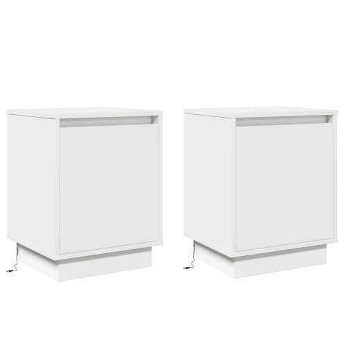 Noćni ormarići s LED svjetlima 2 kom Bijela 39x34,5x50 cm Cijena