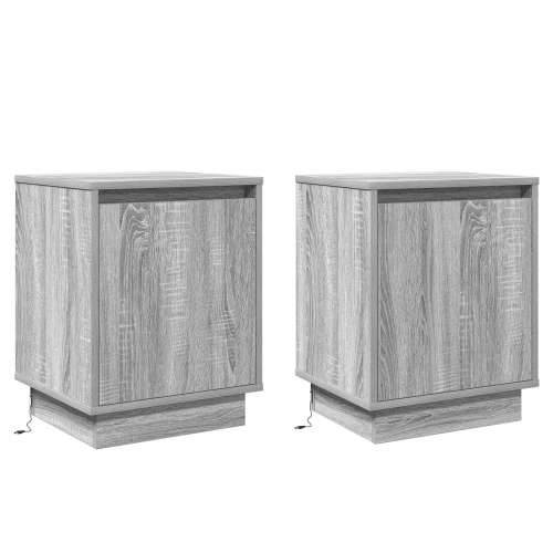 Noćni ormarići s LED svjetlima 2 kom Siva Sonoma 39x34,5x50 cm Cijena