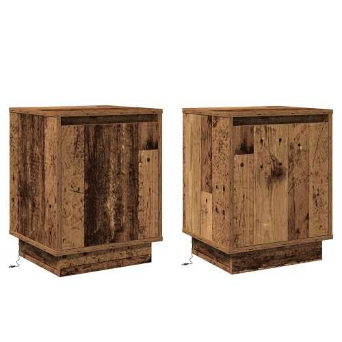Noćni ormarići s LED svjetlima 2 kom Staro drvo 39x34,5x50 cm Cijena