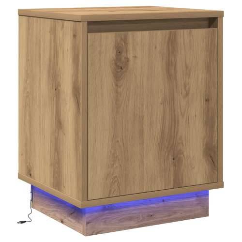 Noćni ormarić s LED svjetlima, Umjetni hrast 39x34,5x50 cm Cijena