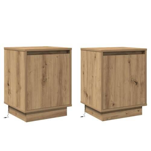 Noćni ormarići s LED svjetlima 2 kom Artisan hrast 39x34,5x50 cm Cijena