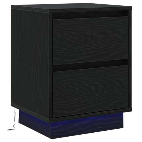 Noćni ormarić s LED svjetlima Crni 39x34.5x50 cm Cijena