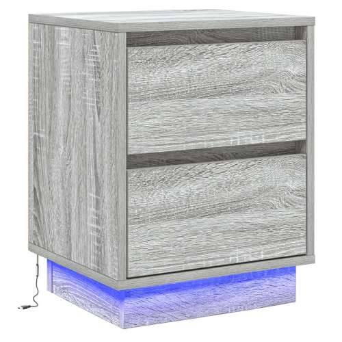 Noćni Ormar sa LED Osvjetljenjem Sivi Sonoma 39x34,5x50 cm Cijena