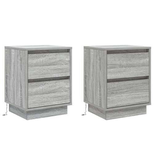 noćni ormarići s LED svjetlima 2 kom sivi sonoma 39x34.5x50 cm Cijena