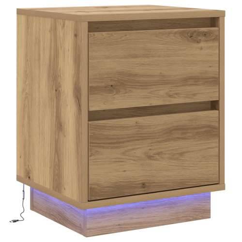 noćni ormarić s LED svjetlima, umjetni hrast 39x34.5x50 cm Cijena