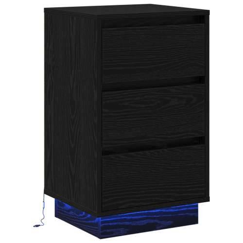 Noćni ormarić s LED rasvjetom crni hrast 39x34.5x65 cm konstruirano drvo Cijena