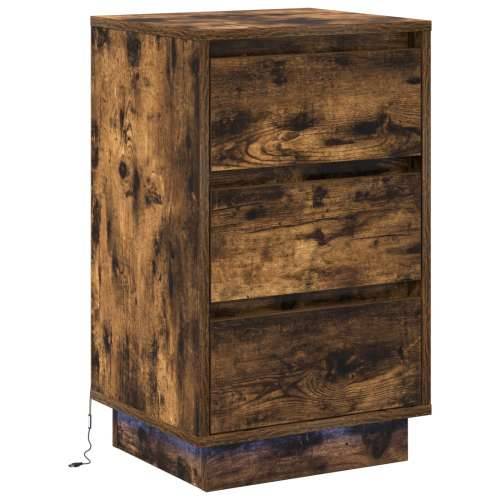noćni ormarić s LED dimljenim hrastom 39x34.5x65 cm konstruirano drvo Cijena