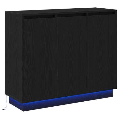 komoda s LED svjetlom, crna, hrast 90x32x75 cm, konstrukcijsko drvo Cijena