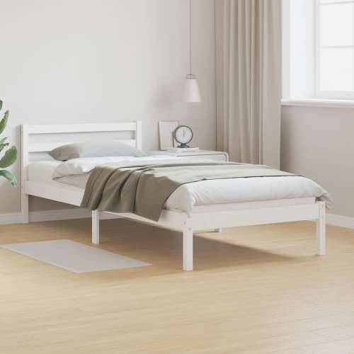 Okvir kreveta s uzHeadboard Bijela 90x210 cm Masivna borovina Cijena