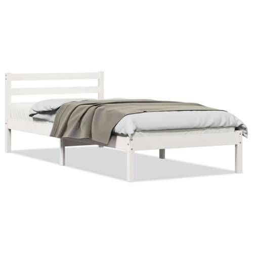 Okvir kreveta s uzHeadboard Bijela 90x210 cm Masivna borovina Cijena