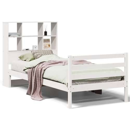 Krevet s regalom za knjige bez madraca bijeli 90x190cm borovina - Bijela 90 x 190 cm Cijena