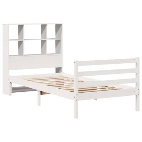 Krevet s regalom za knjige bez madraca bijeli 90x190cm borovina - Bijela 90 x 190 cm Cijena