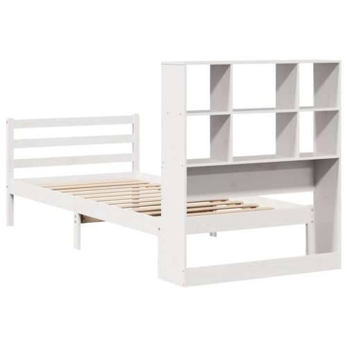 Krevet s regalom za knjige bez madraca bijeli 90x190cm borovina - Bijela 90 x 190 cm Cijena