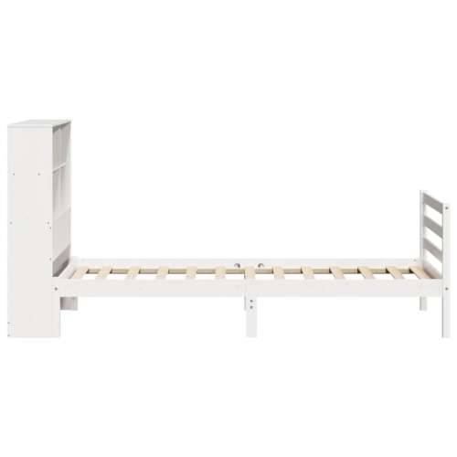 Krevet s regalom za knjige bez madraca bijeli 90x200cm borovina - Bijela 90 x 200 cm Cijena