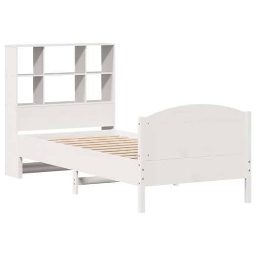 Krevet s regalom za knjige bez madraca bijeli 90x200cm borovina - Bijela 90 x 200 cm Cijena
